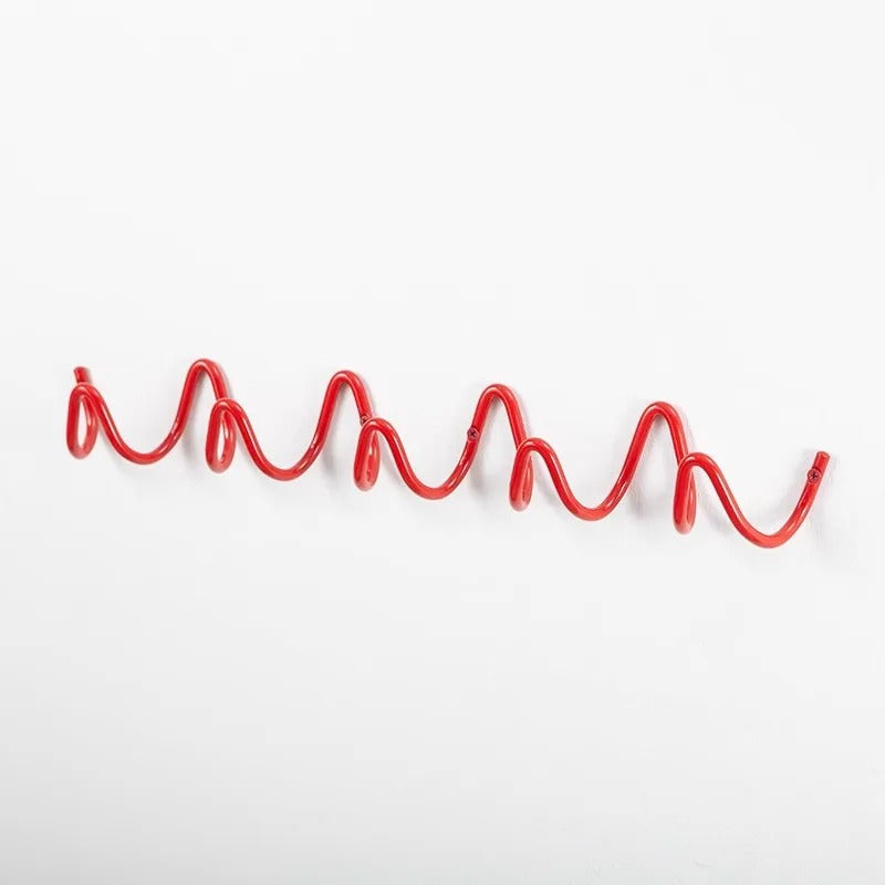 Perchero de pared con forma de onda, ganchos de hierro con 3 o 5 colgadores y tornillos incluidos, 6 colores, 33 o 56 cm