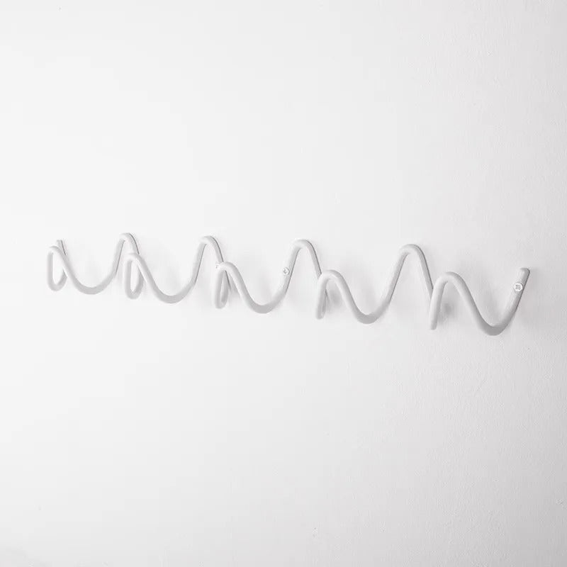 Perchero de pared con forma de onda, ganchos de hierro con 3 o 5 colgadores y tornillos incluidos, 6 colores, 33 o 56 cm