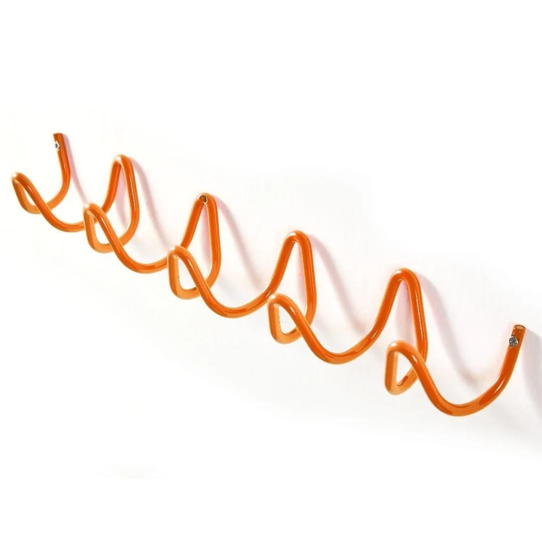 Perchero de pared con forma de onda, ganchos de hierro con 3 o 5 colgadores y tornillos incluidos, 6 colores, 33 o 56 cm