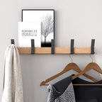 Perchero de pared con ganchos dobles de madera de caucho nórdica y aluminio