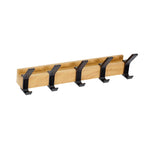Perchero de pared con ganchos dobles de madera de caucho nórdica y aluminio