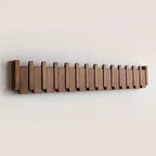 Perchero de pared de madera de nogal y haya con ganchos abatibles estilo piano, 4, 6 u 8 ganchos, 32 a 55 cm, hecho a ma
