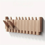 Perchero de pared de madera de nogal y haya con ganchos abatibles estilo piano, 4, 6 u 8 ganchos, 32 a 55 cm, hecho a ma