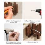 Perchero de pared Piano en madera de nogal o haya con ganchos para chaquetas, bolsos y sombreros