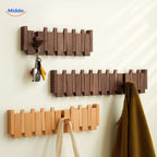 Perchero de pared de madera artesanal con diseño de piano