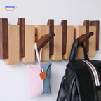 Perchero de pared de madera artesanal con diseño de piano