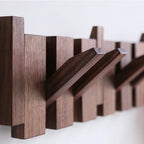 Perchero de pared con diseño de teclas de piano, ganchos abatibles de madera de nogal o haya, 4, 6 u 8 ganchos, fijacion