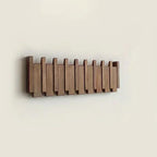 Perchero de pared con diseño de teclas de piano, ganchos abatibles de madera de nogal o haya, 4, 6 u 8 ganchos, fijacion