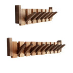 Perchero de pared con diseño de teclas de piano, ganchos abatibles de madera de nogal o haya, 4, 6 u 8 ganchos, fijacion