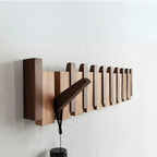 Perchero de pared con diseño de teclas de piano, ganchos abatibles de madera de nogal o haya, 4, 6 u 8 ganchos, fijacion