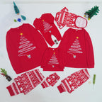Pijamas navideños a juego para toda la familia con estampado de renos y copos de nieve, rojo o azul