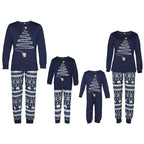 Pijamas navideños a juego para toda la familia con estampado de renos y copos de nieve, rojo o azul