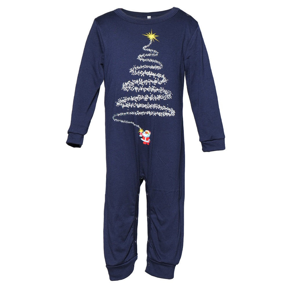 Pijamas navideños a juego para toda la familia con estampado de renos y copos de nieve, rojo o azul