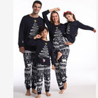 Pijamas navideños a juego para toda la familia con estampado de renos y copos de nieve, rojo o azul