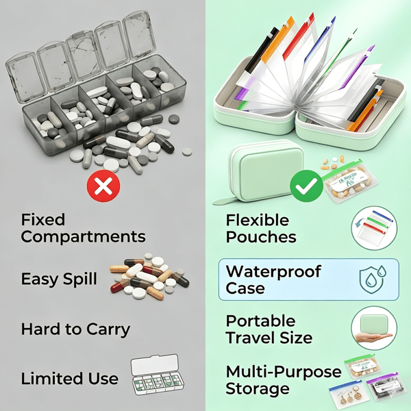 PILLTREK – Set de bolsas organizadoras de pastillas para viajes ordenados