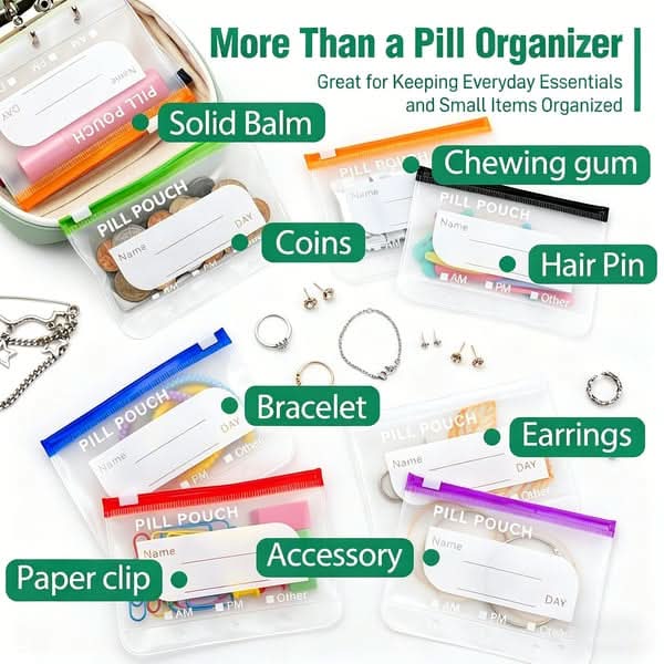 PILLTREK – Set de bolsas organizadoras de pastillas para viajes ordenados