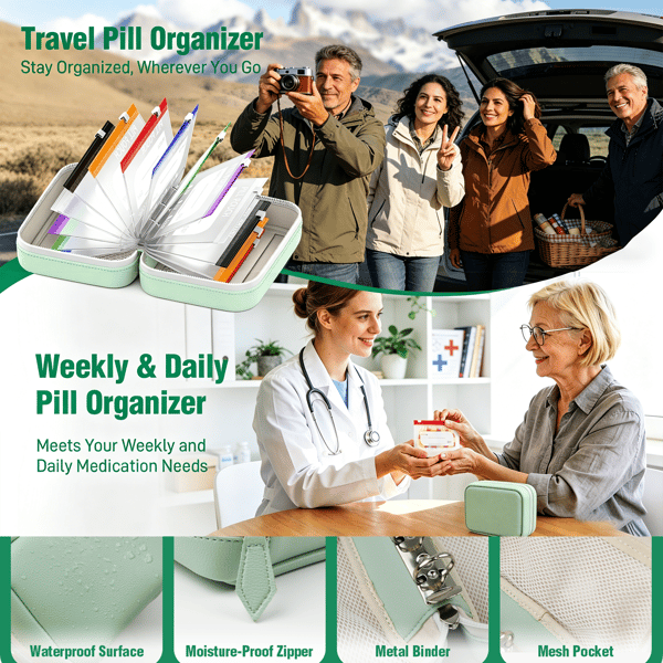 PILLTREK – Set de bolsas organizadoras de pastillas para viajes ordenados