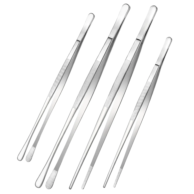 Pinzas de cocina extra largas de acero inoxidable