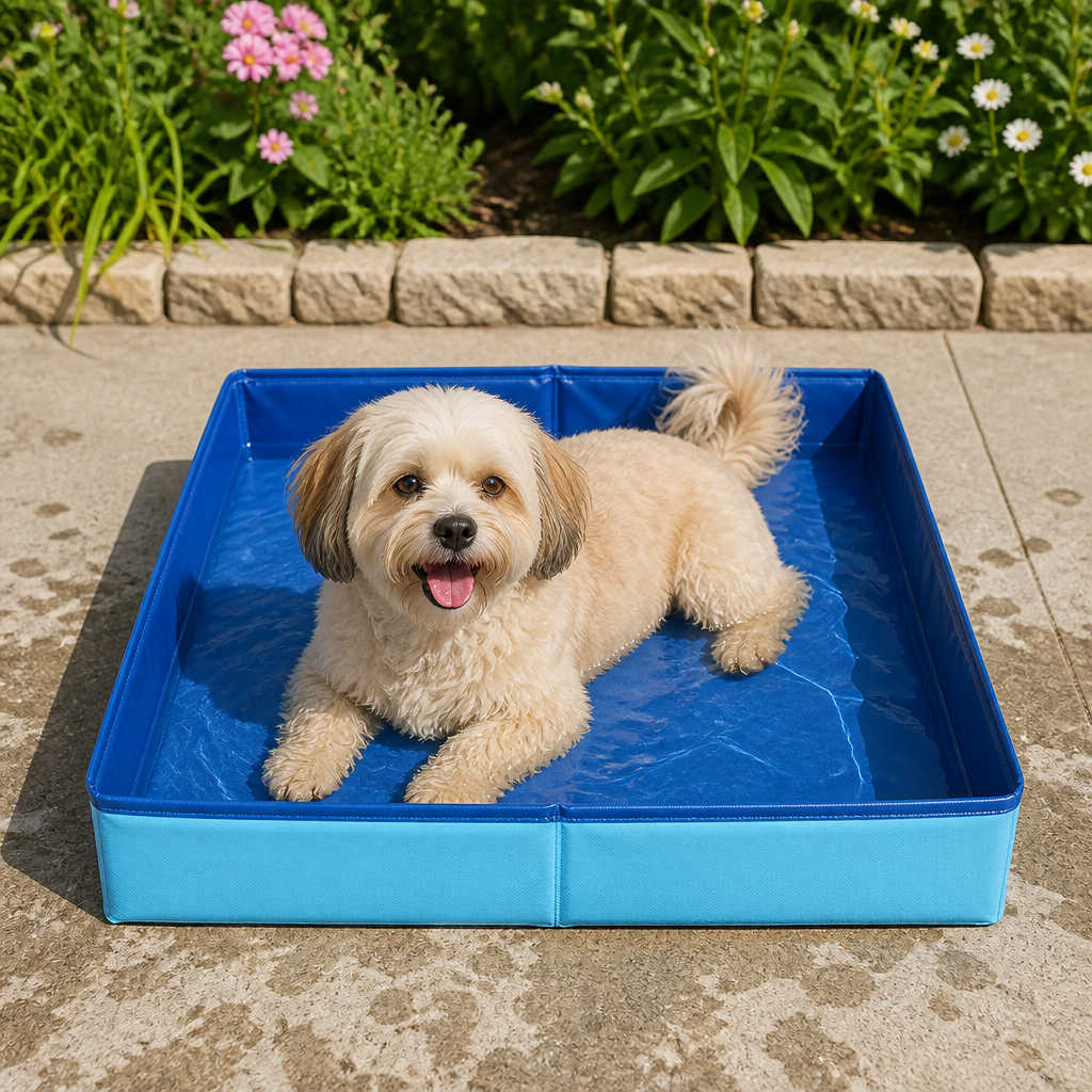 Piscina plegable para mascotas (base antideslizante de PVC)