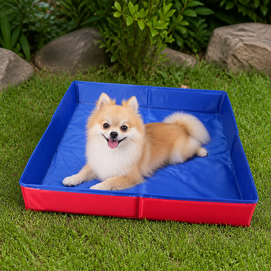 Piscina plegable para mascotas (base antideslizante de PVC)