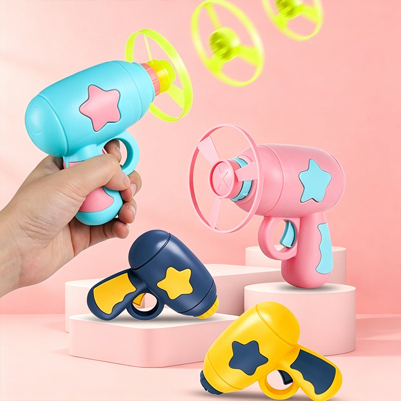 Pistola lanzadora de discos voladores LED con efecto giratorio