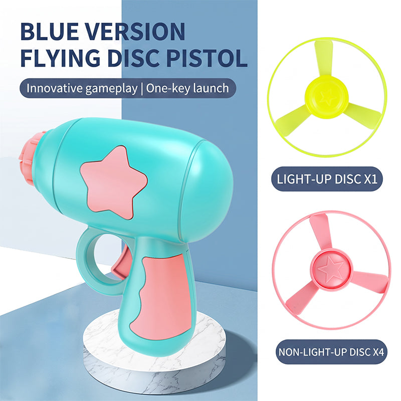 Pistola lanzadora de discos voladores LED con efecto giratorio