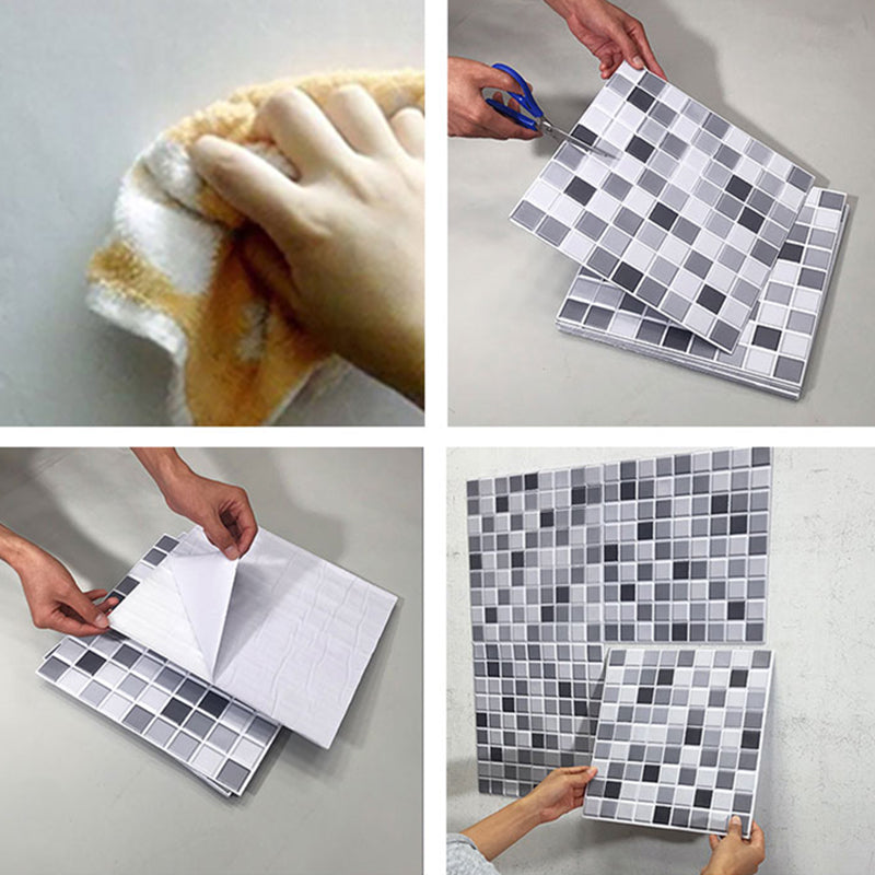 Placas de mosaico PVC autoadhesivas cuadradas resistentes a manchas para ducha – Pack de 5