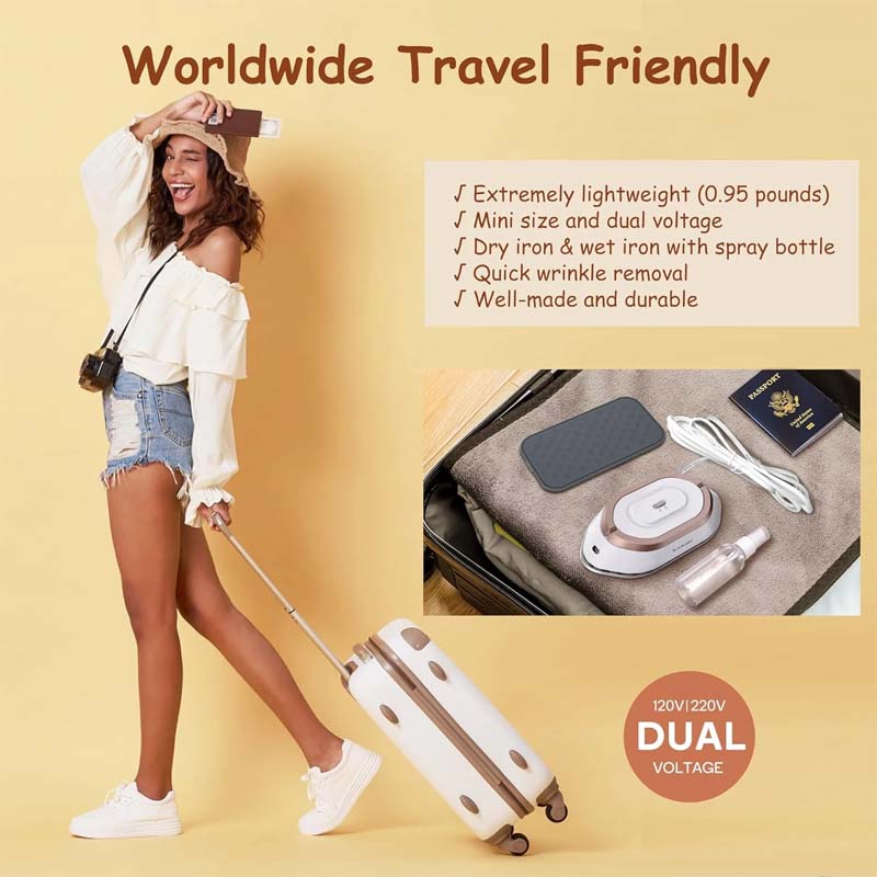 Plancha de viaje con doble voltaje