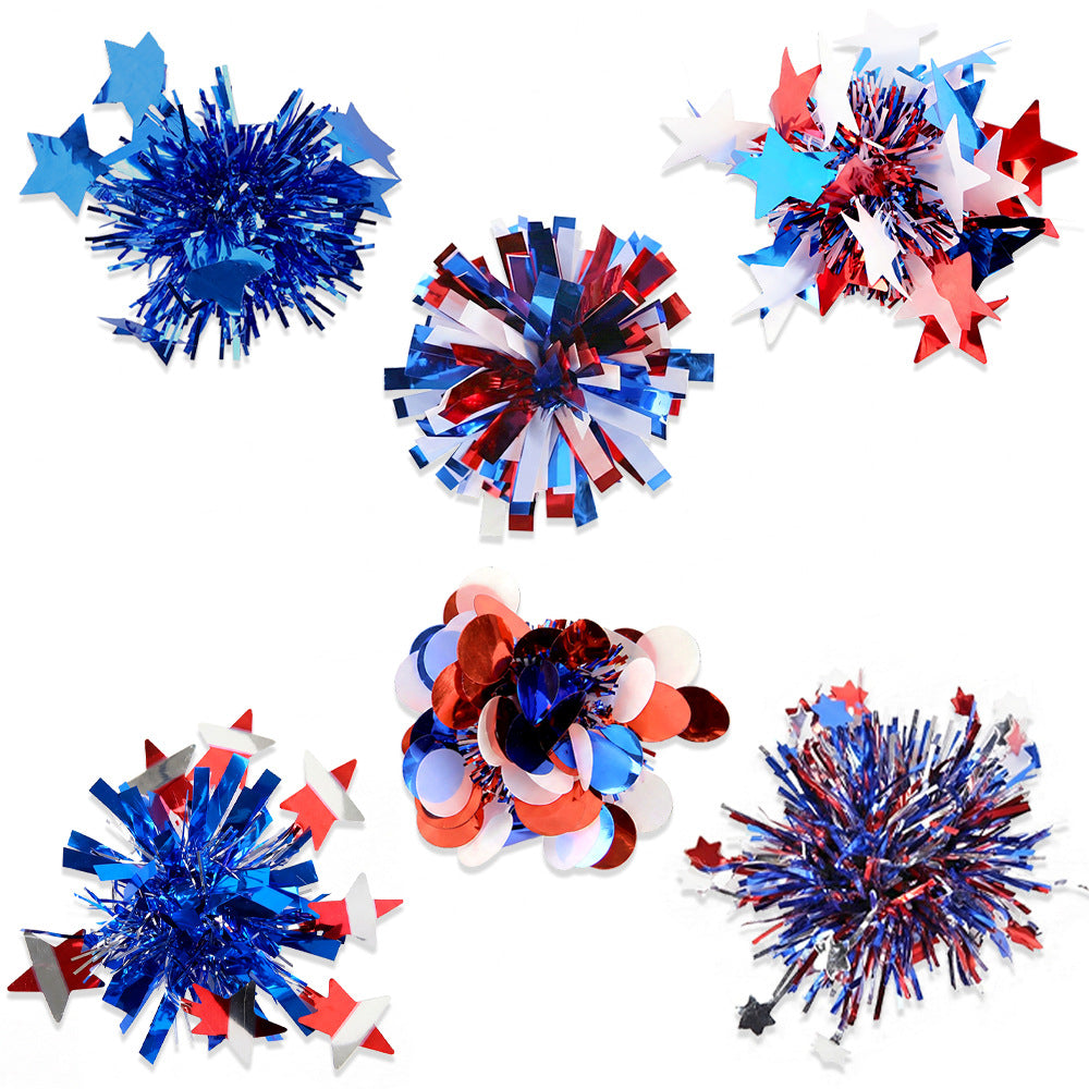 Pompón de oropel con estrellas para gatos — Día de la Independencia