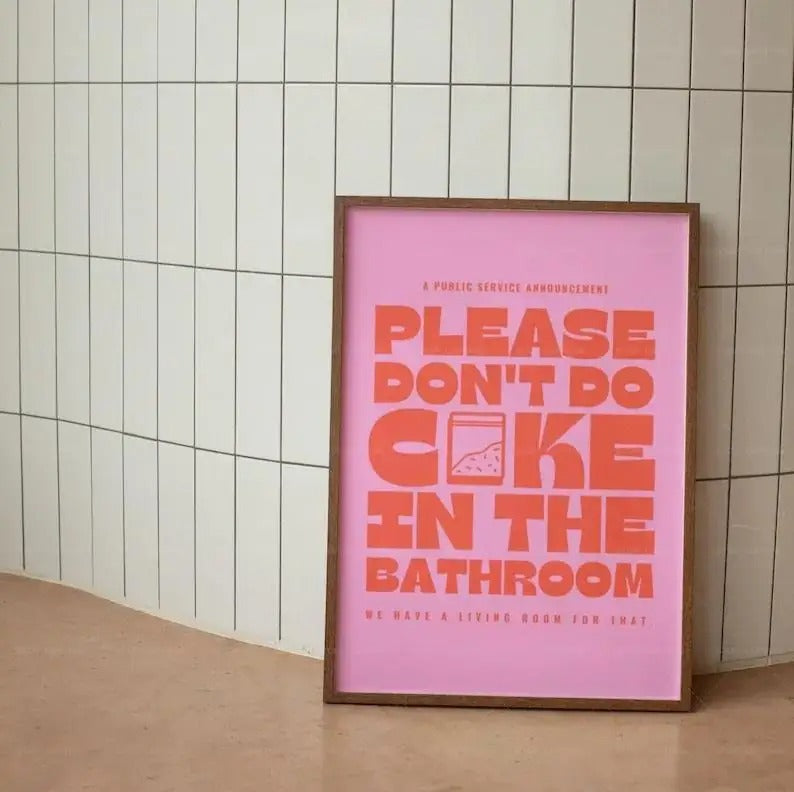 Póster decorativo con mensaje llamativo para baño