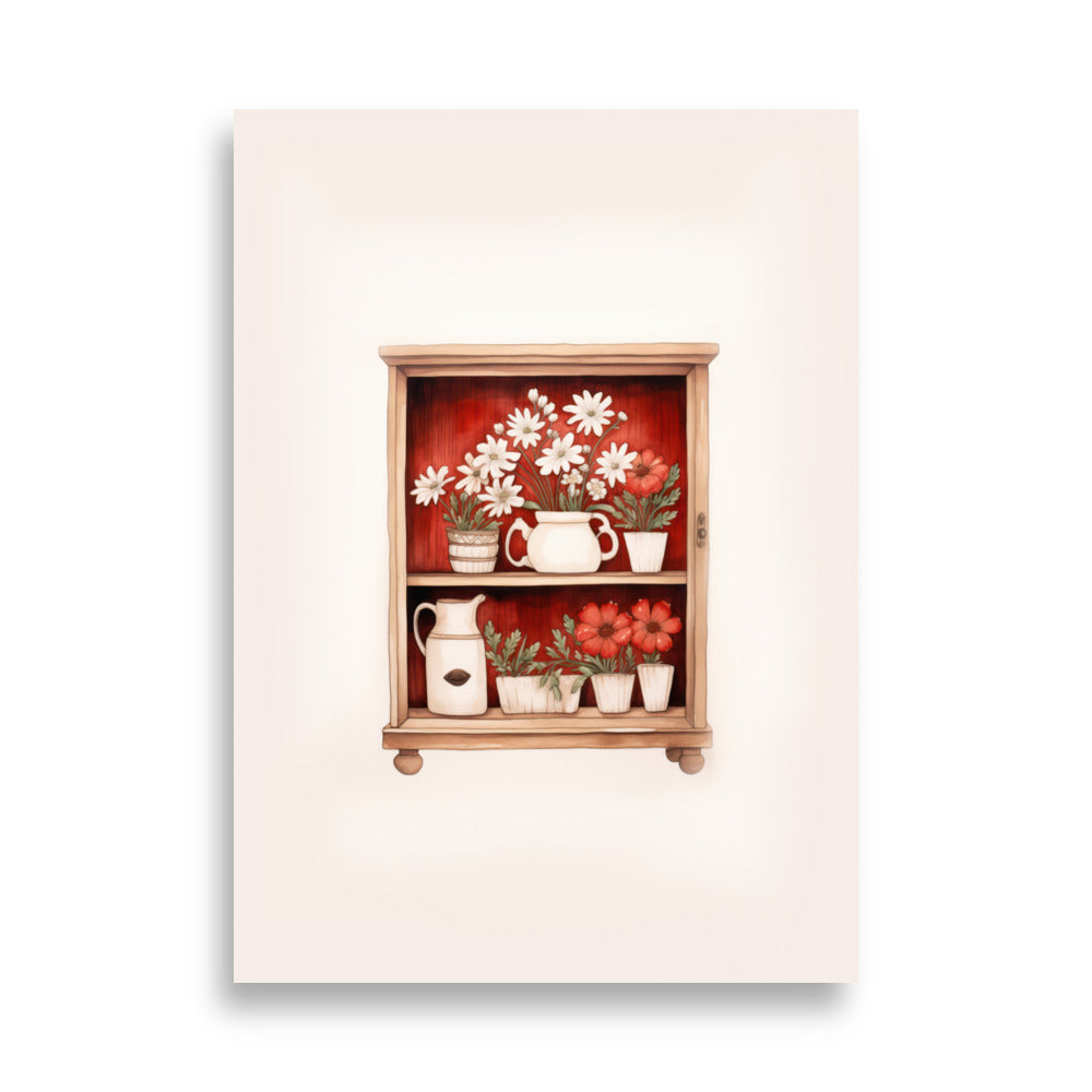 Póster Estantería con flores
