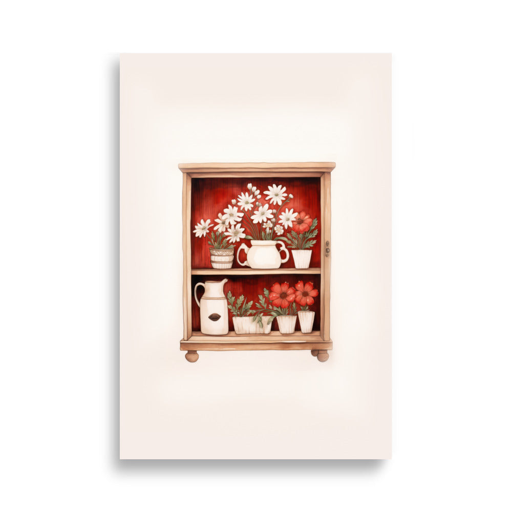 Póster Estantería con flores