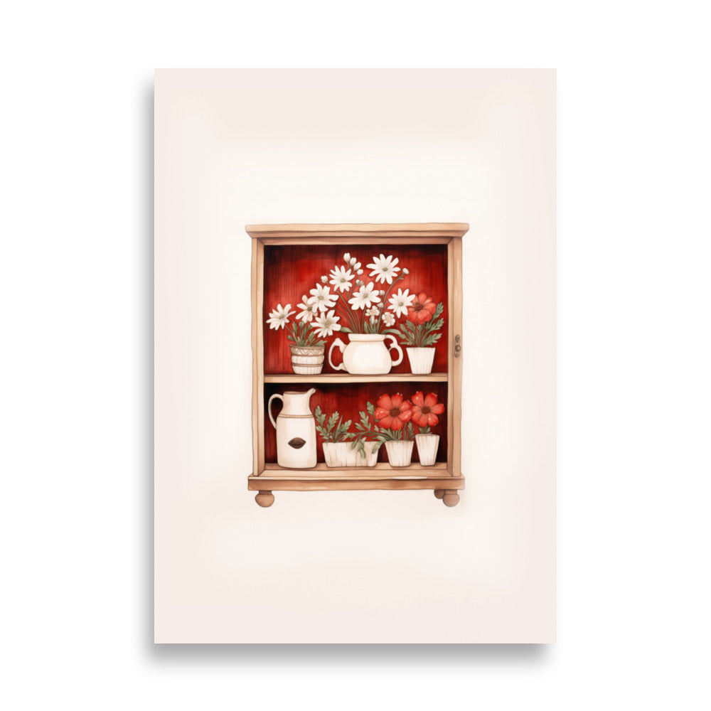 Póster Estantería con flores