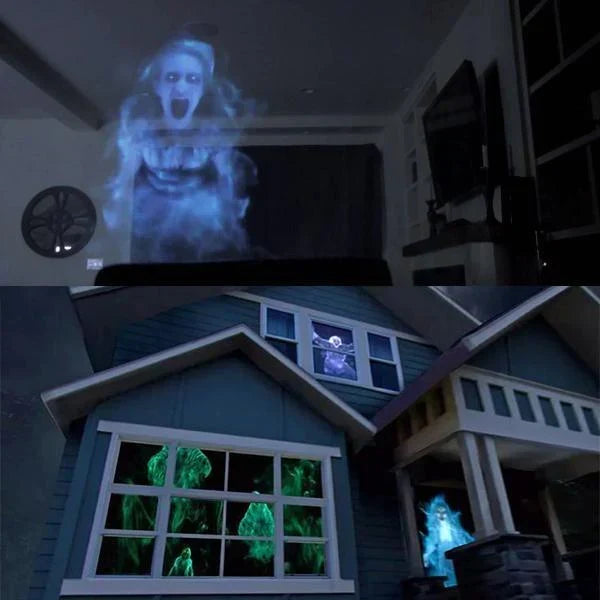 Proyector de Halloween | Ventanas e interiores | 12 películas incluidas | Instalación fácil