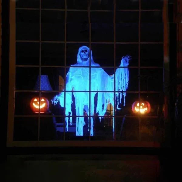 Proyector de Halloween | Ventanas e interiores | 12 películas incluidas | Instalación fácil