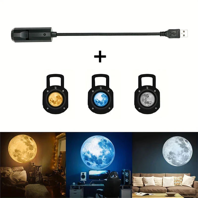 Proyector LED de estrellas con 10 diapositivas de proyección | Cabezal giratorio 360° | Estrellas, galaxia y océano en e