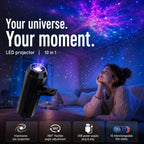 Proyector LED de estrellas con 10 diapositivas de proyección | Cabezal giratorio 360° | Estrellas, galaxia y océano en e
