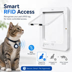 Puerta inteligente RFID para gatos con 4 modos de bloqueo (para mascotas de hasta 11,3 kg)
