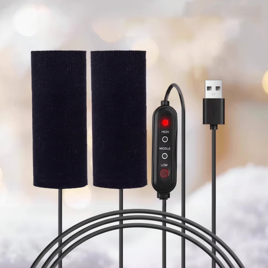 Puños calefactables para manillar — alimentación USB, control de temperatura