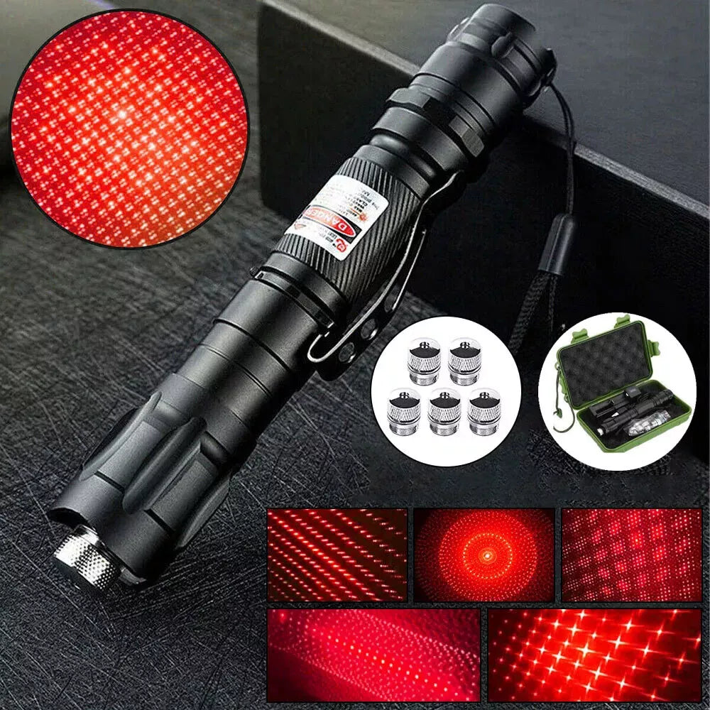 Puntero láser rojo recargable con set de linterna multiusos