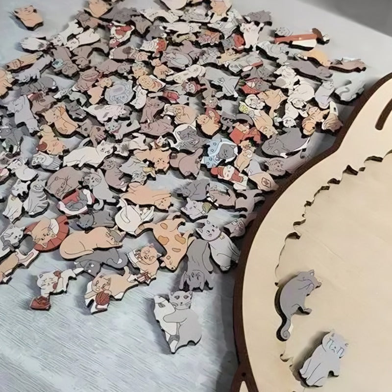 Puzle de madera con forma de gato de 135 piezas