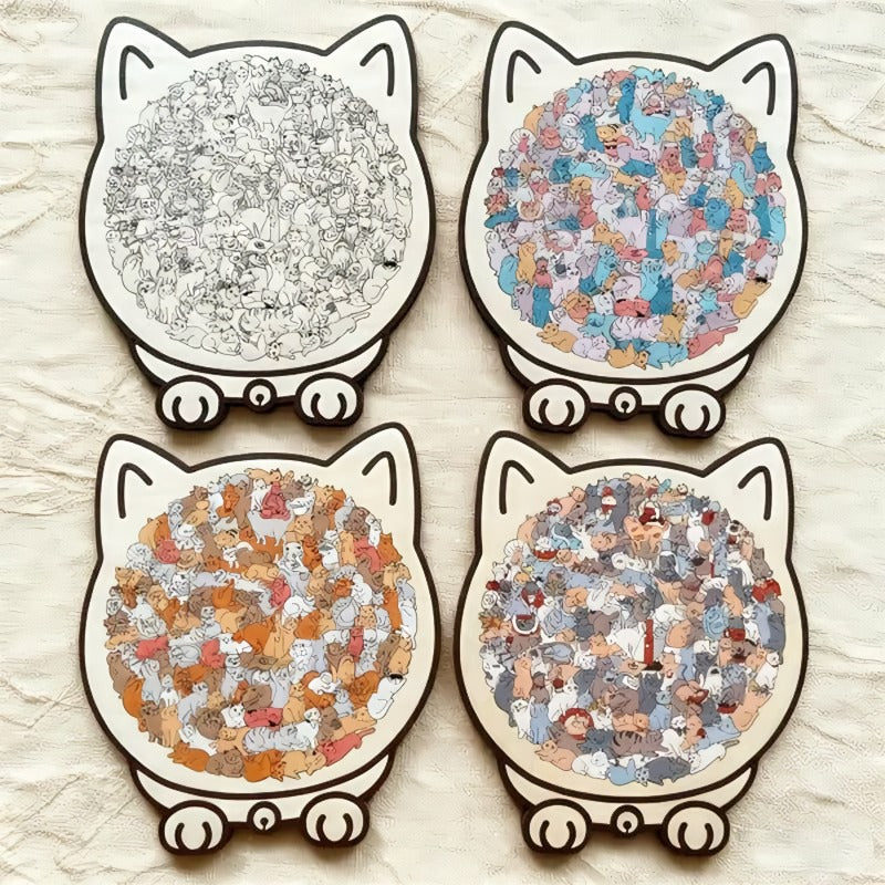 Puzle de madera con forma de gato de 135 piezas