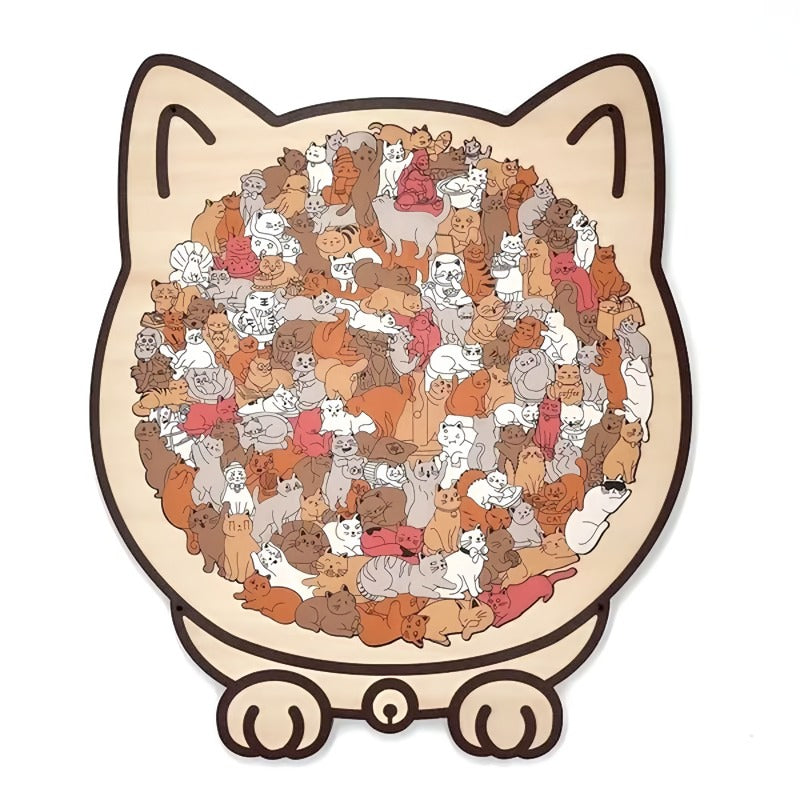 Puzle de madera con forma de gato de 135 piezas