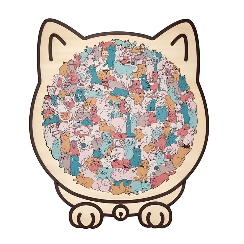 Puzle de madera con forma de gato de 135 piezas