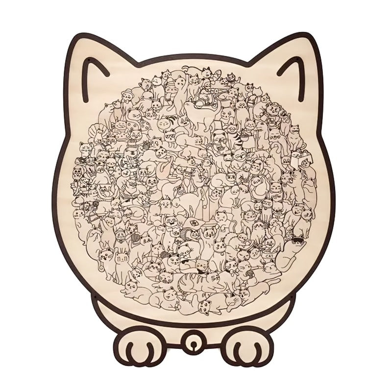 Puzle de madera con forma de gato de 135 piezas