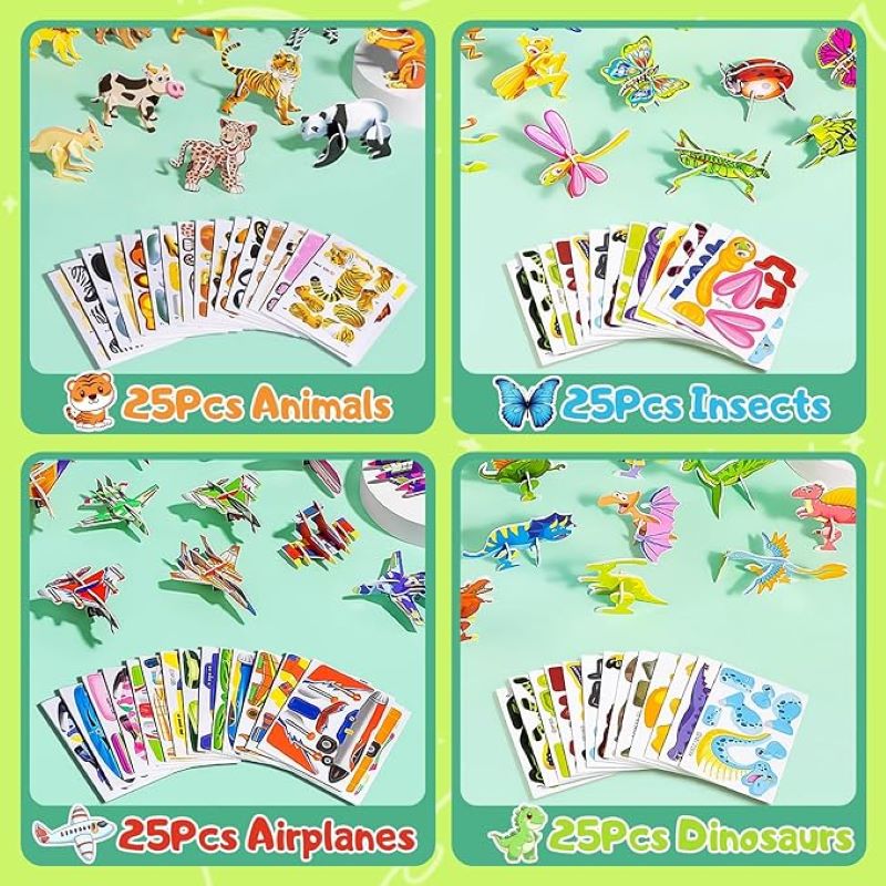 Puzzle 3D de animales y dinosaurios para niños