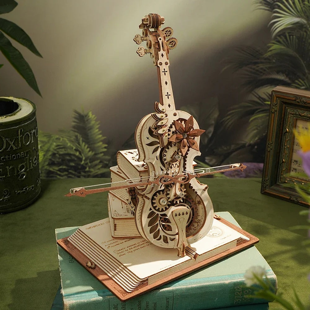 Puzzle 3D de violonchelo mecánico de madera