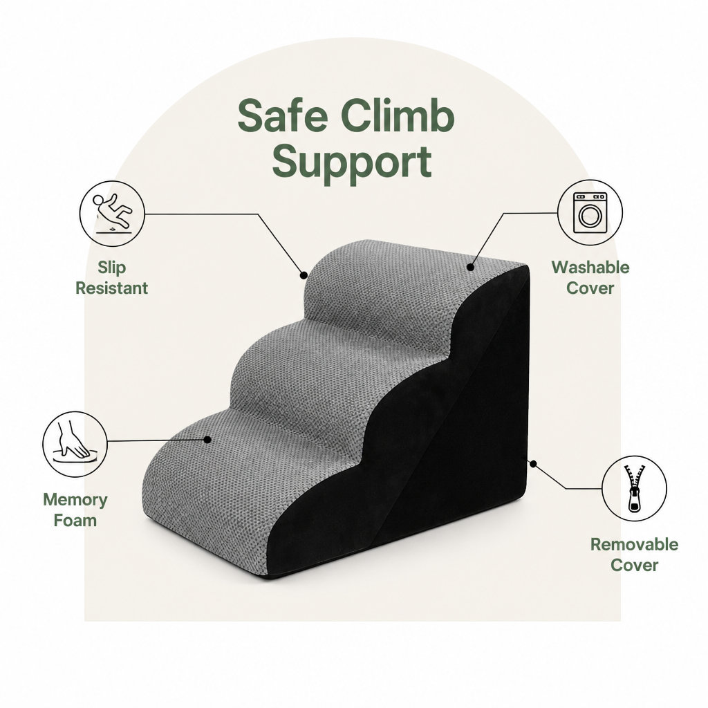 Rampa plegable de espuma viscoelástica antideslizante para mascotas (lavable)