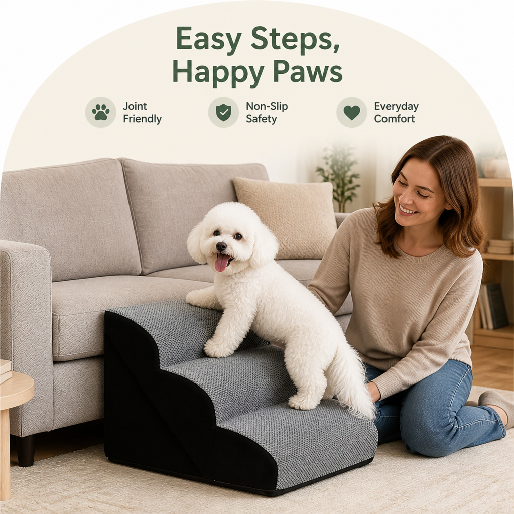 Rampa plegable de espuma viscoelástica antideslizante para mascotas (lavable)