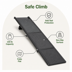 Rampa plegable larga para perros con barandillas laterales (soporta 68 kg)